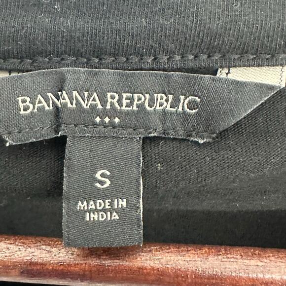 Banana Republic Embroidered T-Shirt Small Black White Peasant Bohochic Bohemian - Picture 5 of 7